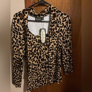 Voodoo Vixen Leopard Tie Neck Top